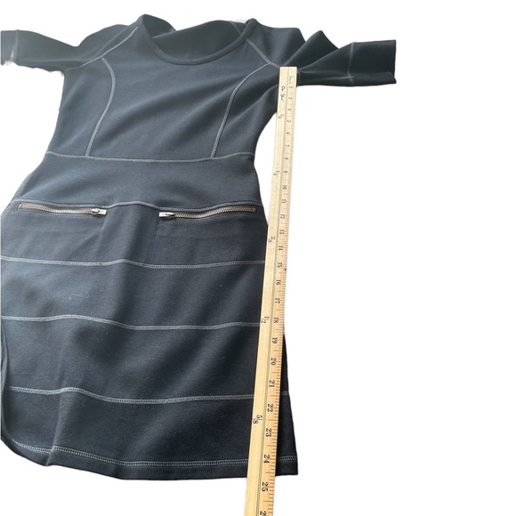 ATHLETA Black Ponte Knit Contour Athletic Dress Zipper Trim Shortsleeve - Sz XXS - Picture 9 of 10